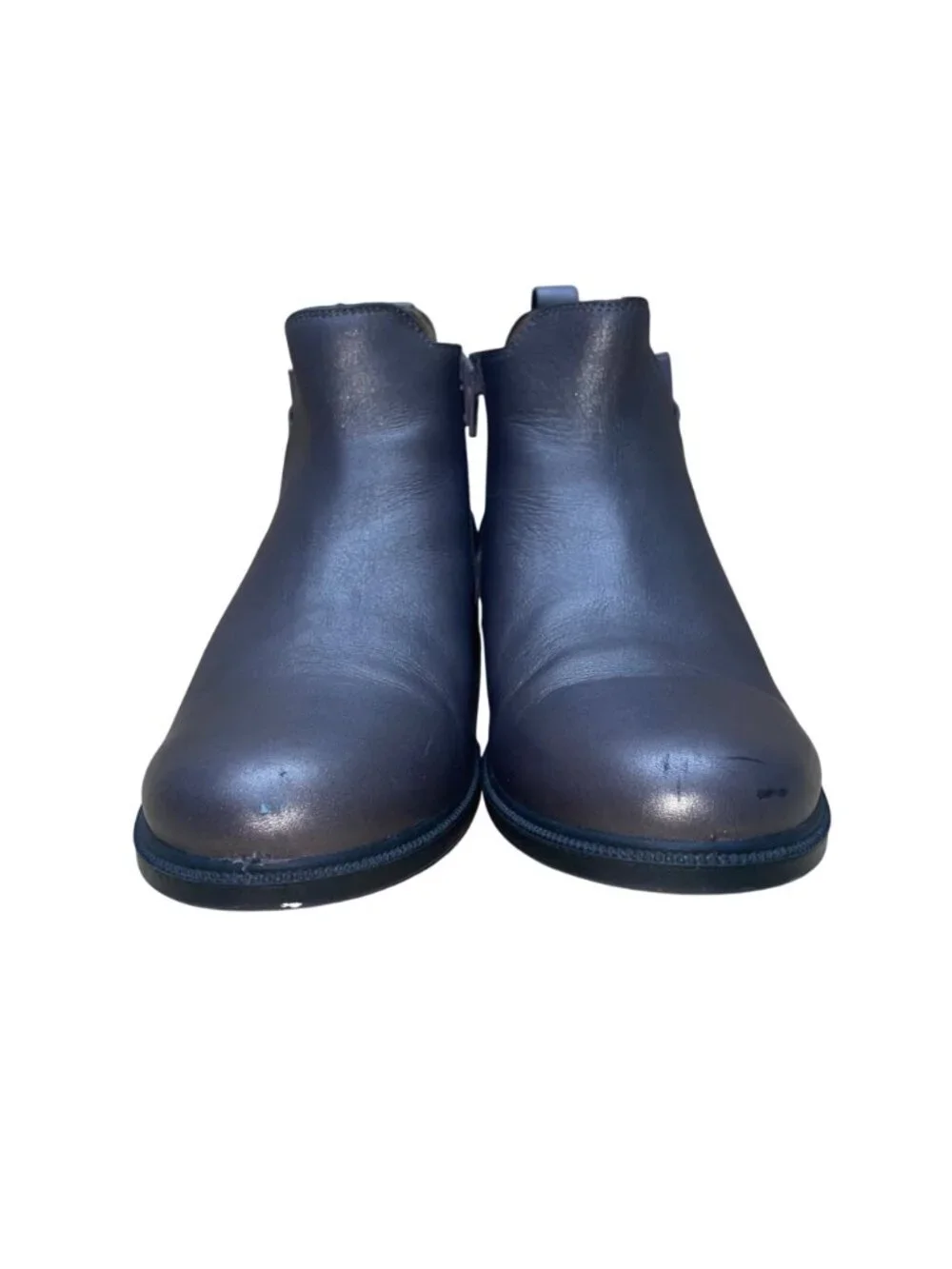 Hotter Women’s Metallic Gray Leather York Ankle Boots Size 8.5